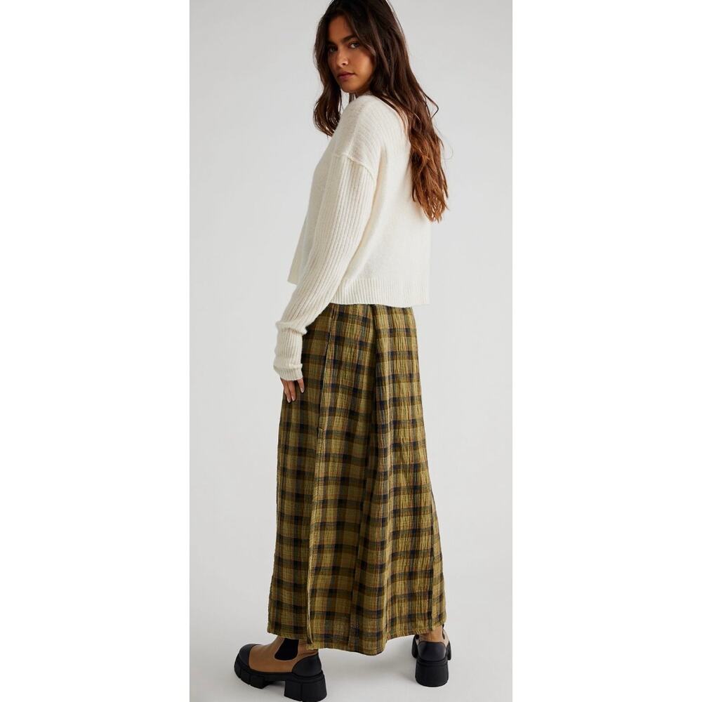 Free People Plaid Mixed Midi Skirt Small Medium - Picture 2 of 5